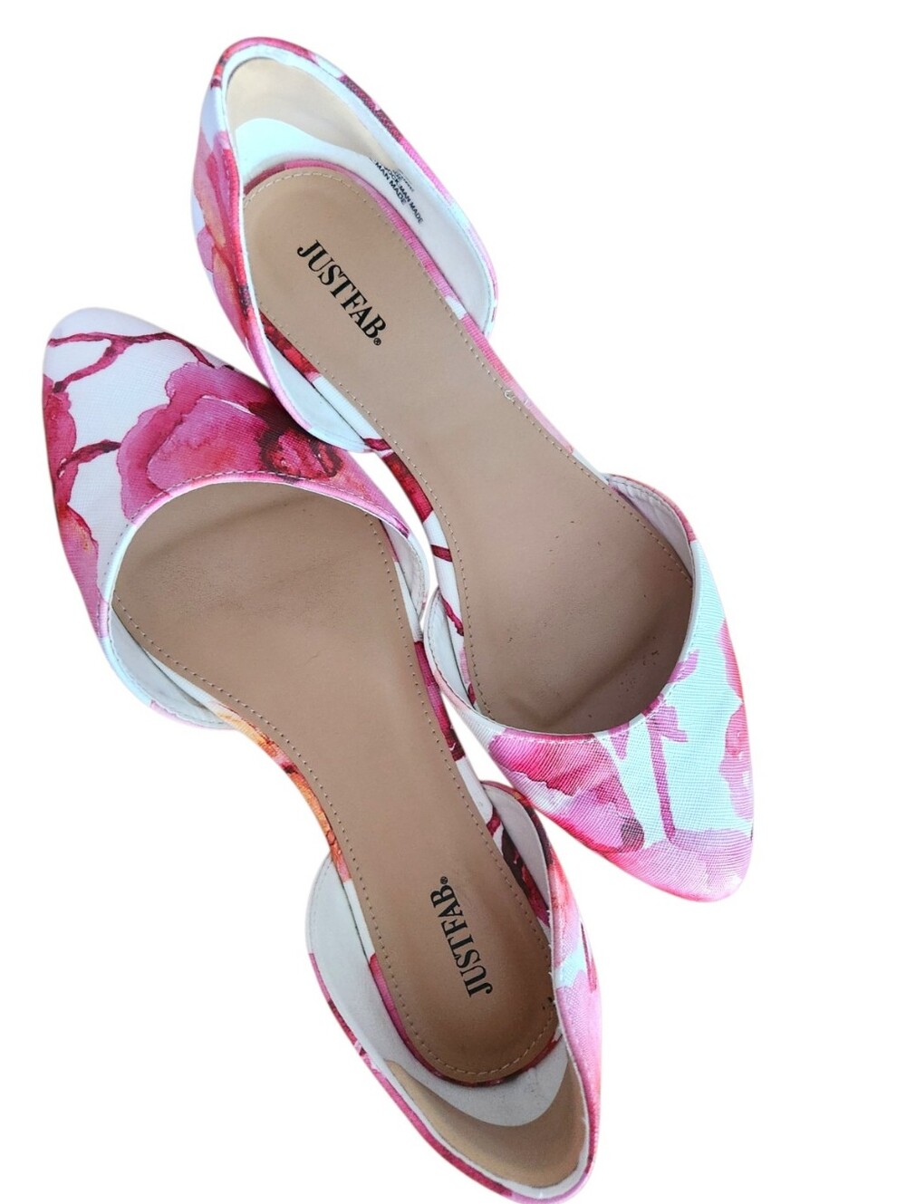 JustFab Steal The Show Pink Floral D'Orsay Flats Slip-Ons w/Box Women's Size 8.5 - Picture 14 of 15